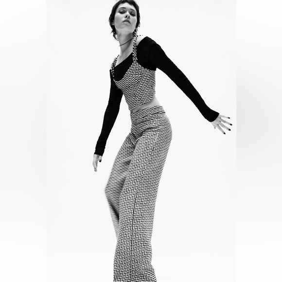 ZARA TEXTURED STRAIGHT LEG PANTS - Picture 5 of 8